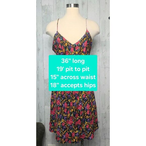 VTG Secret Images Washable Silk Floral Slip / Mini Dress Sz M - Picture 3 of 4